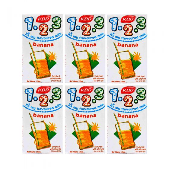 كي دي دي 1.2.3 حليب بنكهة الموز  6*125 مل